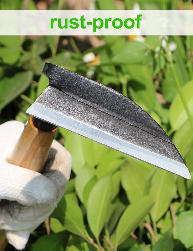 TOYPOPOR Japanese Weeding Sickle Hoe, Gardening Tools, Weed Remover, Hand Weed Cutter, Kama Twisted Scythe with High Carbon Steel Blade for Cutting Grass, Soil loosening, harvesting, Digging