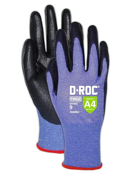 MAGID D-ROC ANSI A4 AeroDex Polyurethane Palm Coated Work Gloves, 1 Pair, Size 6/XS, GPD482