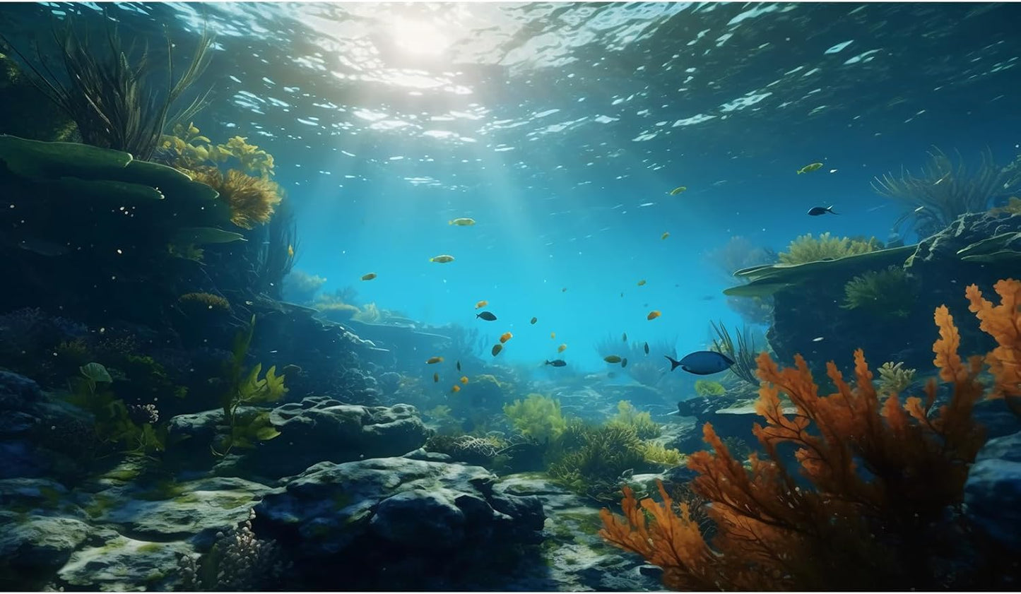 Ocean Floor Fish Tank Background Underwater Rock Aquarium Background Under The Sea Terrarium Backgrounds Aquatic Plants Sunlight Fish Tank Backgrounds Tropical Fish Aquarium Wallpaper 24x12in