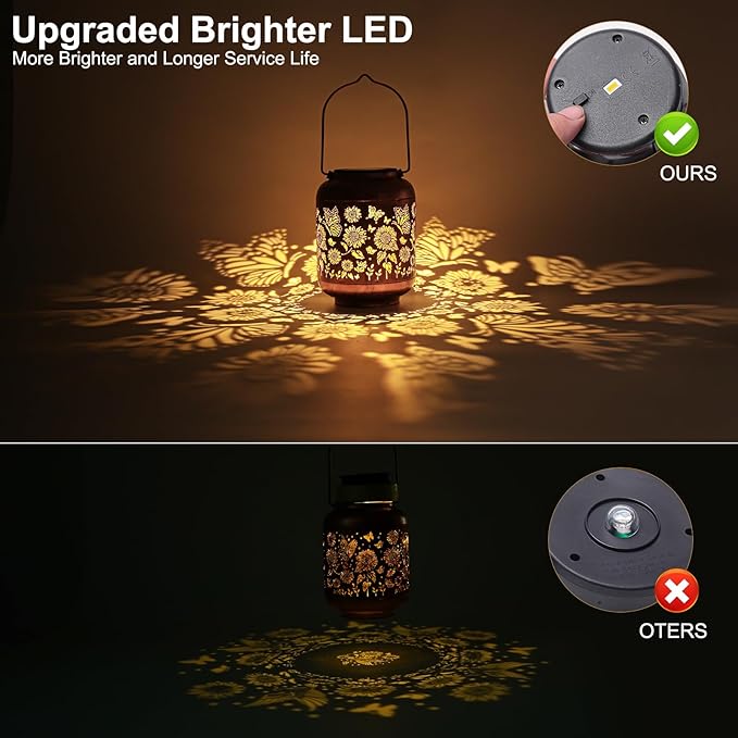 Birthday Gifts for Women Mom Grandma Solar Lanterns Outdoor Waterproof Butterfly Garden Decor Hanging Metal Lights Outside for Yard,Patio,Backyard,Porch