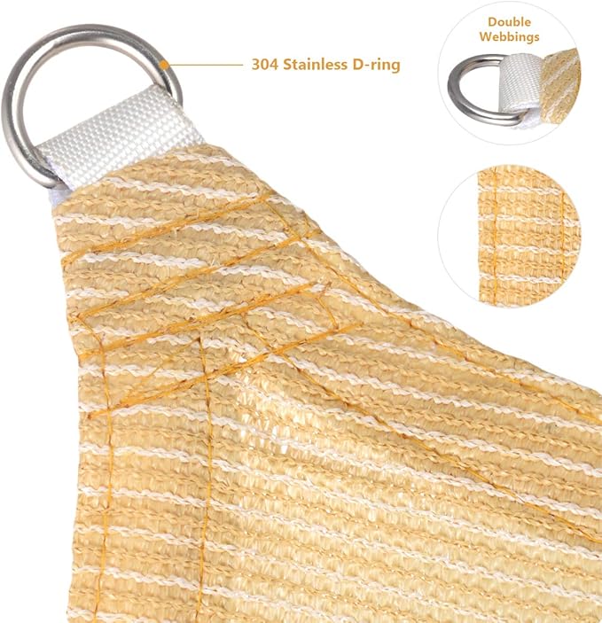 Eden's Decor Straight Flat-Edged Sun Shade Sail Rectangular 10' x 16' Beige UV-Blocking Outdoor Canopy Fabric Cloth Awning for Pergola Patio Garden Backyard Custom Size