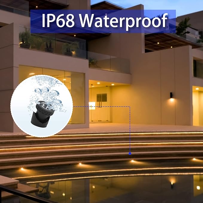 RGB Pond Lights with Timer, IP68 Waterproof Underwater Dimmable LED Fountain Lights for Outdoor Landscape Fish Tank Pond Fountain Waterfall Garden Lawn, 5 Lights