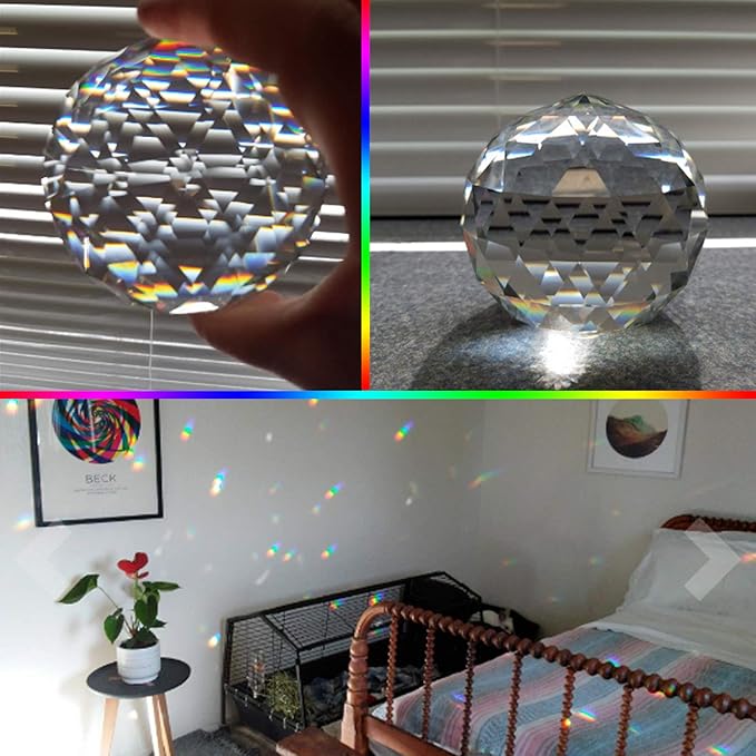 Clear Crystal Ball Prism Window Rainbow Maker Window Prisms Suncatcher for Feng Shui, (60mm /2.4inch)