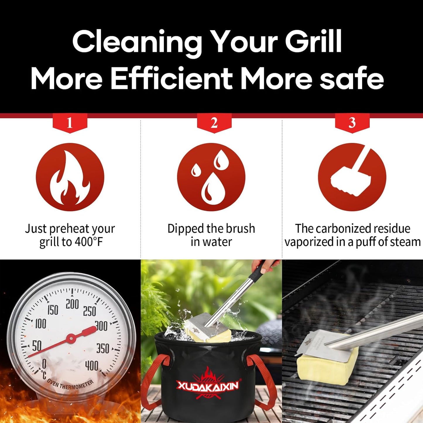 Grill Brush Bristle Free,(Only Replaceable Cleaning Head No Grill Brush)-Yellow