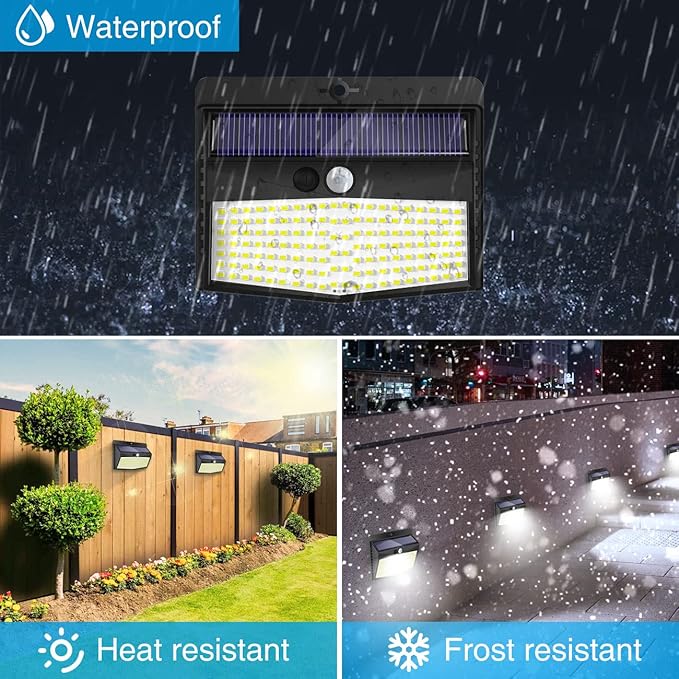 Solar Outdoor Lights - 138 LED/5 Packs Solar Motion Sensor Security Lights with 3 Lighting Modes for Garden, Fence, Yard, Deck, Garage