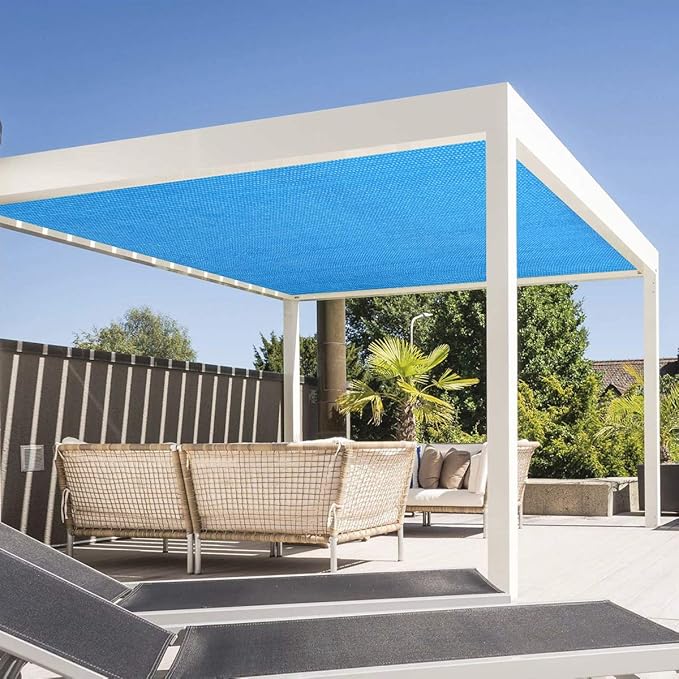 Eden's Decor Straight Flat-Edged Sun Shade Sail Rectangular 14' x 17' Blue UV-Blocking Outdoor Canopy Fabric Cloth Awning for Pergola Patio Garden Backyard Custom Size