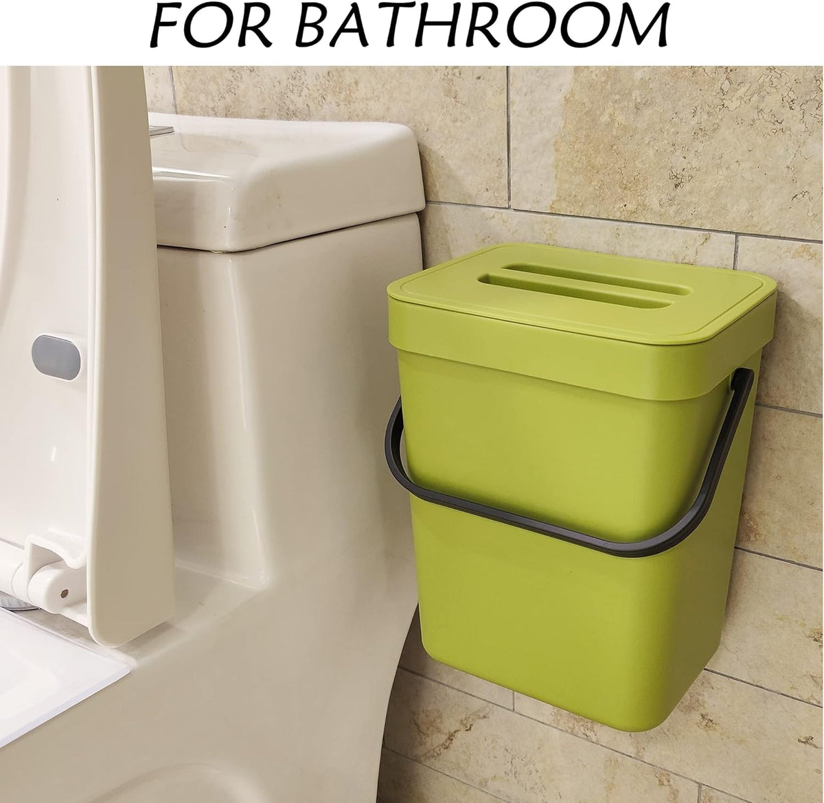 stonespace Small Kitchen Trash Can with Lid, Compost Bin Indoor Kitchen Sealed, Under Sink Trash Can, 5 L/1.3 Gallon Plastic Trash Bin, Green