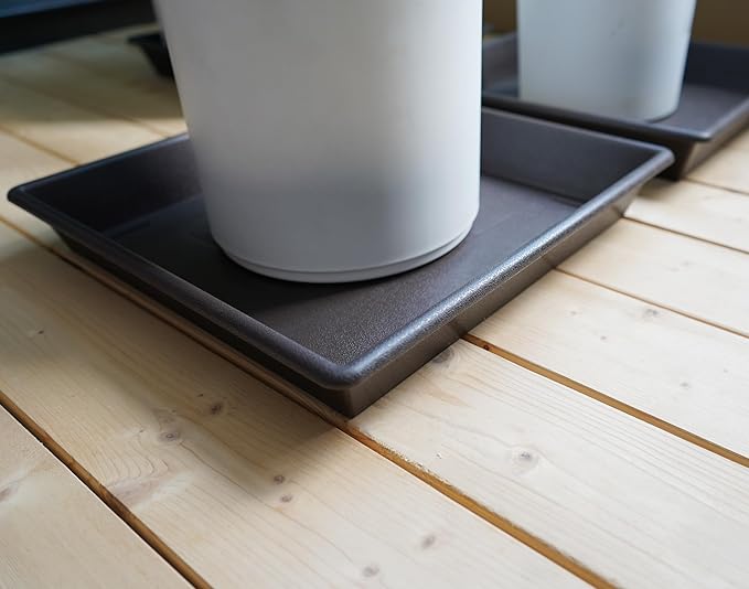 Square Plant Saucer 12 Inch 5 Pack, Plant Stand Plant Trays for Pots Heavy Duty Plastic Plant Saucers for Indoors Outdoors, Flower Pot No Holes Plant Lover Gardening Gifts