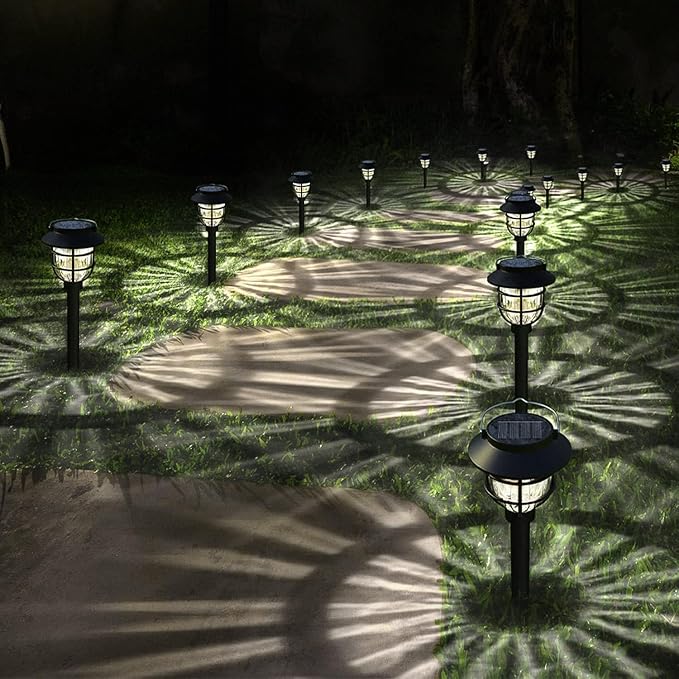 6 Pack Solar Pathway Lights Outdoor - Bright Solar Powered Garden Lights with Warm White LED, Auto On/Off Waterproof Path Lights Decorative, Landscape Lighting for Yard Patio Walkway Driveway