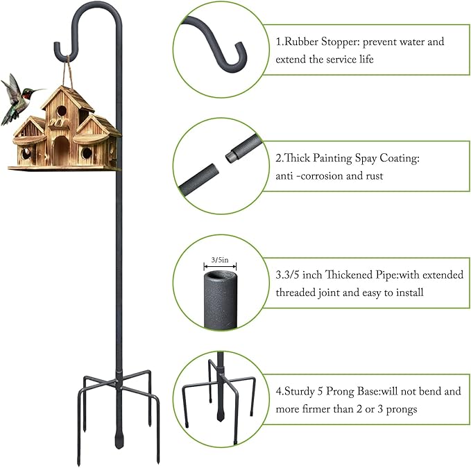 Shepherd Hooks 79 Inch Adjustable for Bird Feeder Lantern Plant Hook Garden Stake Plant Stand Hanger for Outdoor Flower Basket, Bird Feeder Hanger Weddings Decor