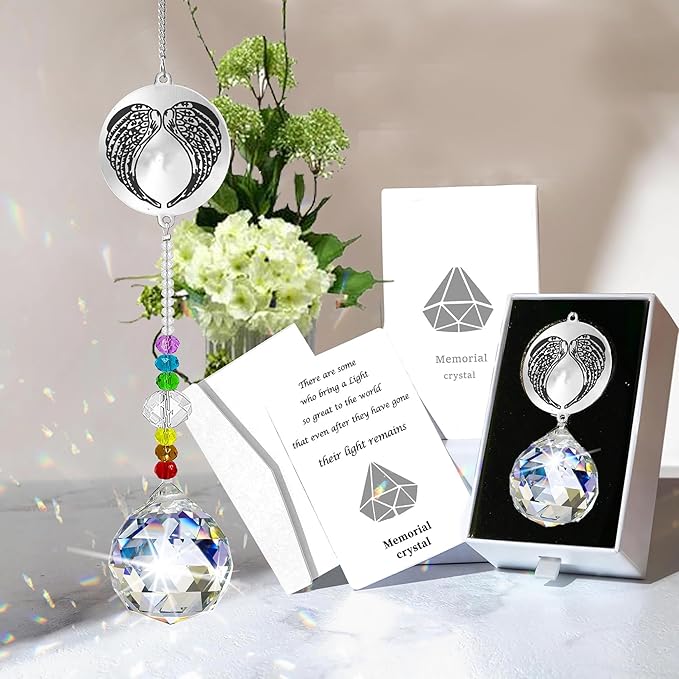Memorial Gifts Crystal Suncatcher,Unique Sympathy Gifts for Loss of Loved One,Rainbow Maker Bereavement Gifts Box for Loss of Father Mom Dad Son Daughter Husband Brother Grandmother (Husband)