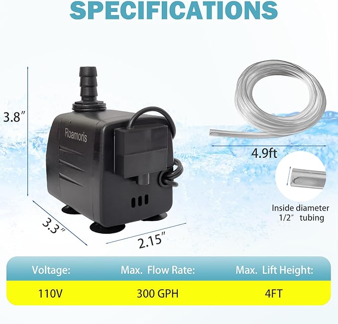Automatic Submersible Pump With Level Sensor,110V Fountain Water Pump For Pond, Aquariums,Fish Tank, Hydroponics,PM05