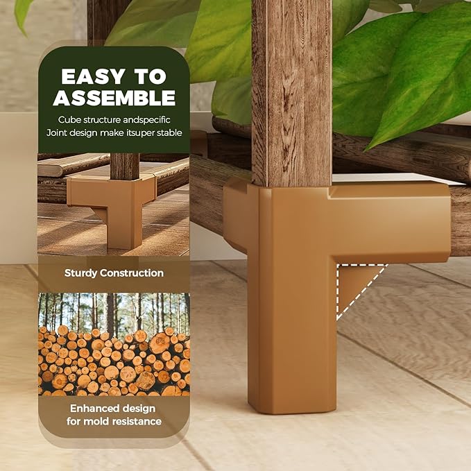 Bamworld 55“ Tall Plant Stand Indoor Outdoor Corner Plant Shelves Wood Plant Holder for Living Room Flower Stand Plant Rack for Multiple Plants Living Room Patio Balcony Garden 05D