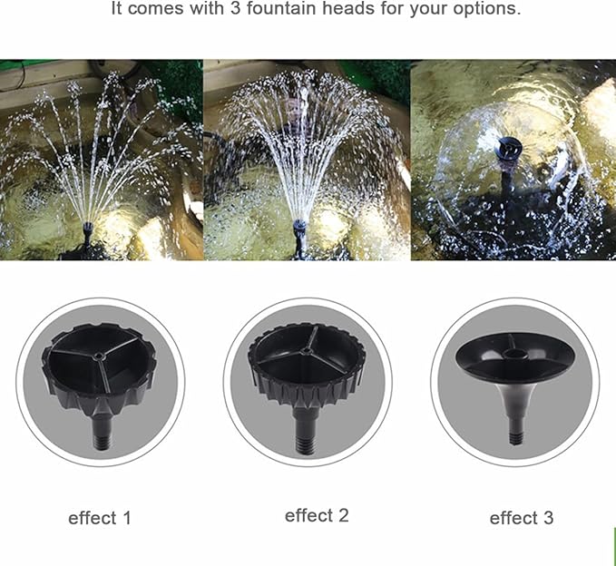 660GPH Submersible Pump Pond Fountain with Inside Filter and RGB Colorful LED Light, Multiple Water Fountain Spray Nozzles Kit for Garden PondIndoor and Outdoor Landscape (Fountain+U-V bulb)