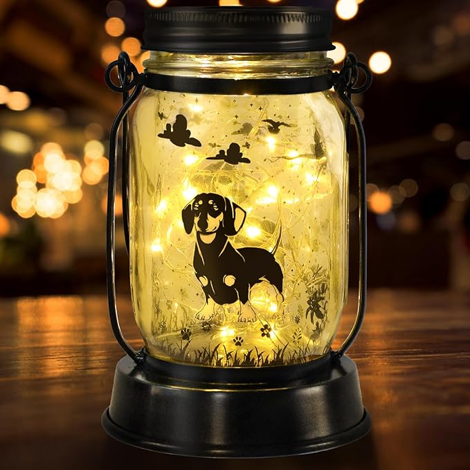 Dachshund Dog Solar Lanterns, Gifts for Women/Men, Weiner Dog Mom Gifts, Unique Birthday Gifts for Dachshund Lover, Garden Decoration Outside for Yard, Patio,Backyard,Porch