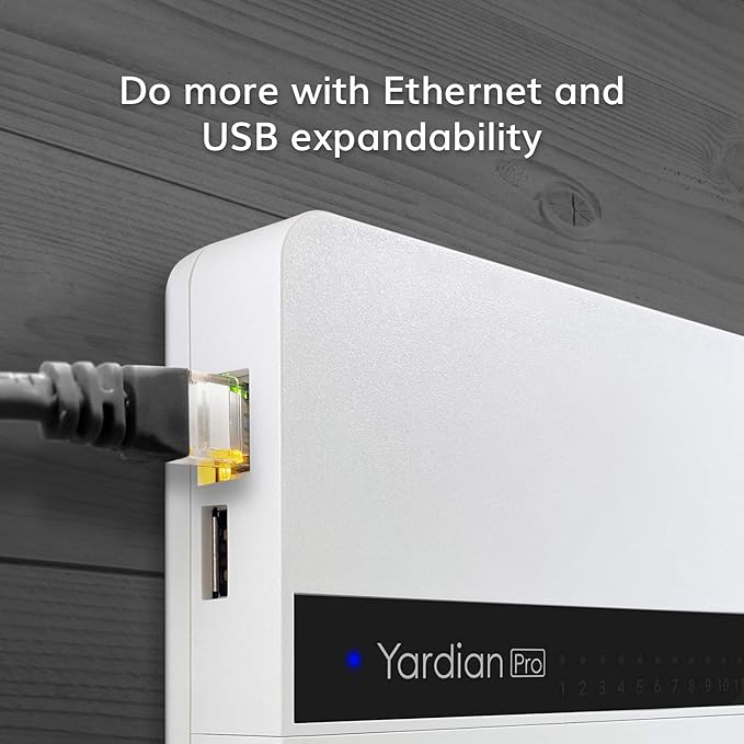 Yardian Pro Smart Sprinkler Controller 12 Zone - Control Buttons, Apple HomeKit, Alexa, Google Assistant, Home Assistant Compatible, Enhanced Wi-Fi, RJ45, Level VI Worldwide Power Supply