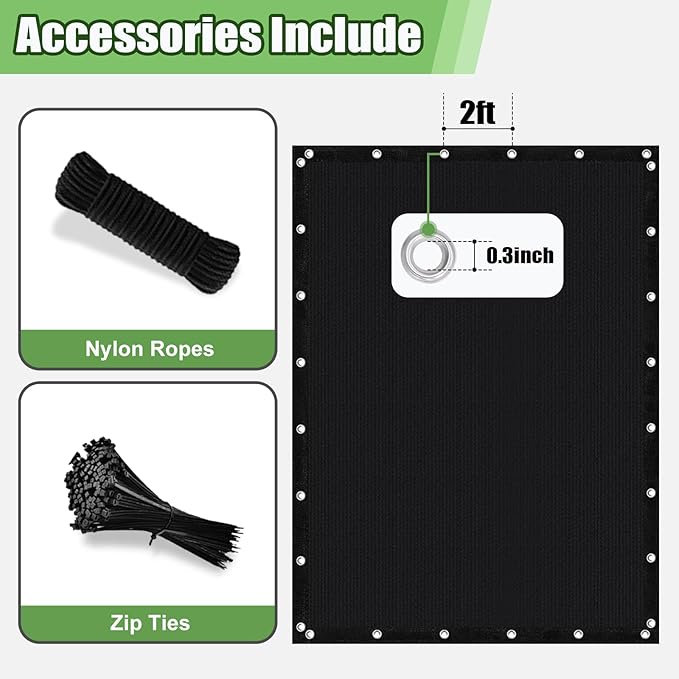 Outdoor 90% Sun Shade Cloth with Grommets, 18 X 23 FT Pergola Shade Cover for Garden Patio Carport Kennel Swimming Pool, Black (We Make Custom Size)