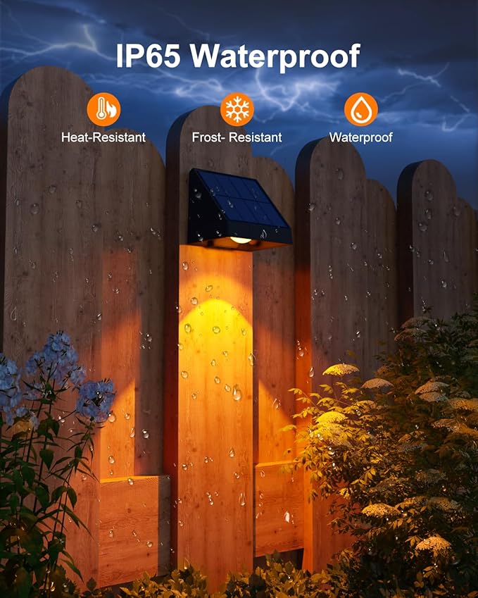 8 Pack Color Changing Solar Powered Fence Lights Outdoor Decorative LED Waterproof Yard Lighting for Outside Wall, Deck, House Patio, Rail, Stair, Backyard, 8 Colorful Modes, Easy 1-Min Installation