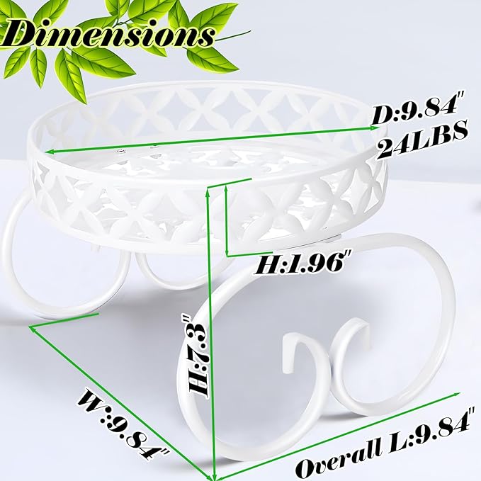 White Plant Stand, Round Metal Flower Stand Indoor Outdoor, Anti-Rust Iron Plant Shelf, Plant Holders for Multiple Plants, Display Rack Planter Flower Pot Stand Holder for Garden Home Decor