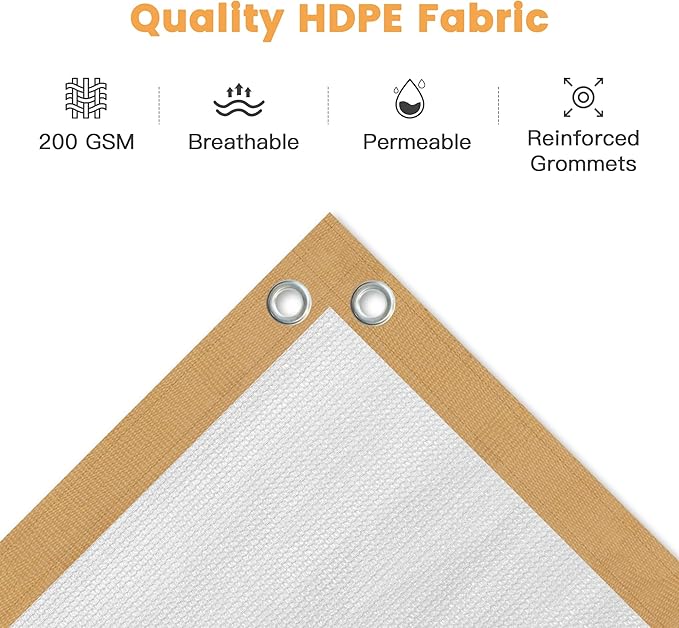 VICLLAX Shade Fabric Sun Shade Cloth with Every 2 FT Grommets for Patio Garden Pergola Cover Canopy 4x10 FT, Cream