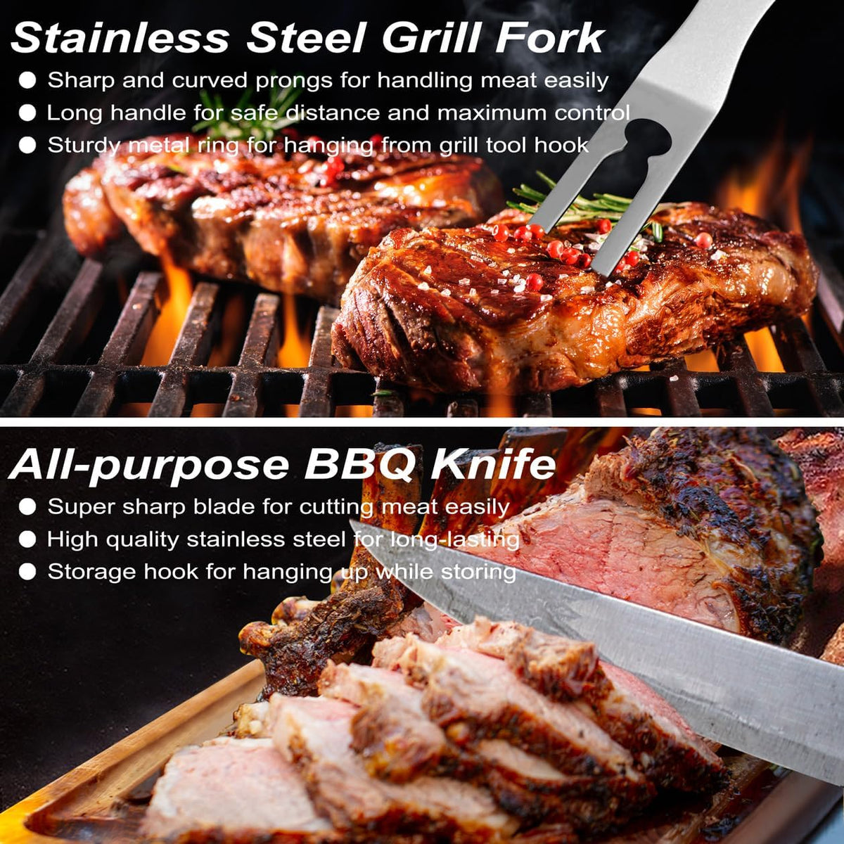 POLIGO 29 PCS BBQ Grill Accessories Stainless Steel BBQ Tools Grilling Tools Set with Storage Bag for Fathers Day Dads Birthday Presents - Camping Grill Utensils Set Ideal Grilling Gifts for Men Women