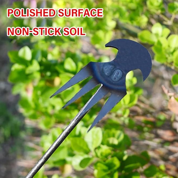 Amposei Weeding Artifact Uprooting Weeding Tool, Multifunctional Weeder, Hand Weeder Tool, Stand Up Weed Puller Tool with Handle for Garden Yard Farm Weed Removal (20in, Black Metal Handle)