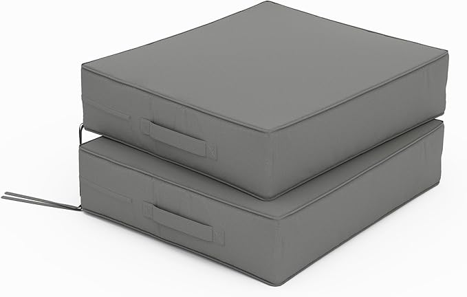 Patio Chair Cushions 18.5 X 16 X 4 Inch Waterproof Outdoor Seat Cushions for Patio Furniture, Outdoor Sofa Couch Pads with Ties & Handle, Set of 2, Light Grey