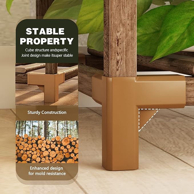 Bamworld Plant Stand Indoor Corner Plant Shelf Wood Plant Holder 8 Pots for Multiple Plants Home Decor for Gardening Gifts