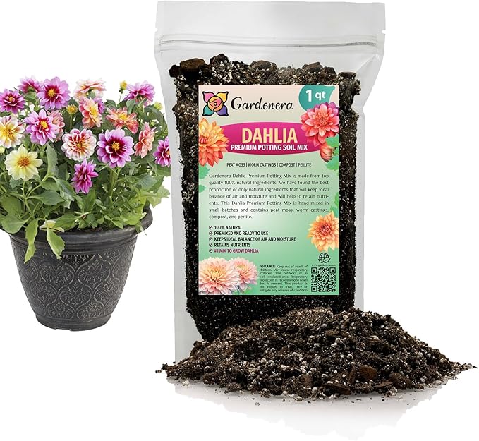 Premium Dahlia Potting Soil Mix - Ideal for Growing Vibrant and Healthy Dahlias - 1 Quart
