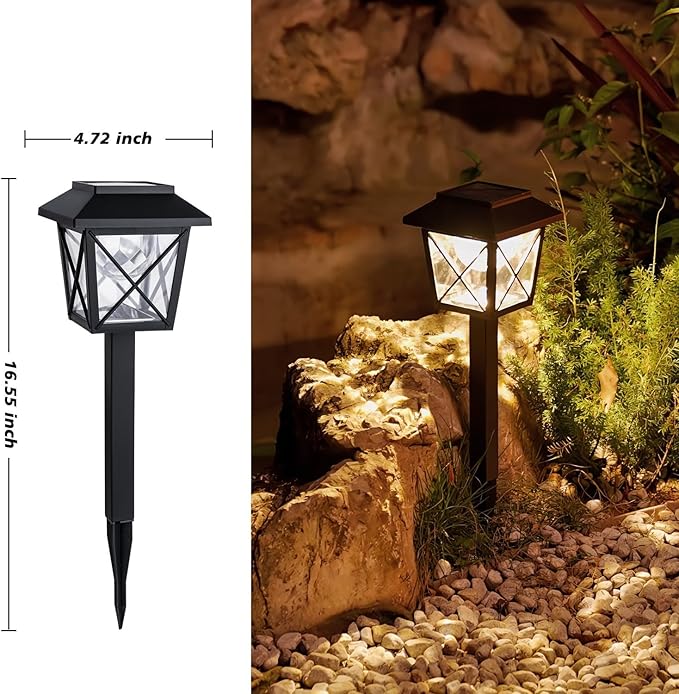 8 Pack Large Rotating Solar Lights Outdoor Waterproof 2 Modes Twinkling Decorative Lights for Garden Yard Pathway Walkway Decorations Landscape Lighting. (8)