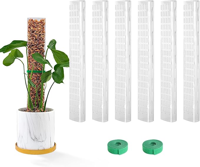 15 Inch 6 Pcs Plastic Moss Pole for Plants Monstera, 6×15'' Plant Poles for Climbing Plants, Plant Support for Indoor Plants Work with Sphagnum Moss
