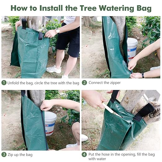 REMIAWY Tree Watering Bag 20 Gallon Watering Bag for Trees with Heavy Duty Zipper Premium PVC Tree Bags Slow Release Drippers Bag for Trees (5 Pack 5-8 Hours Releasing Time)
