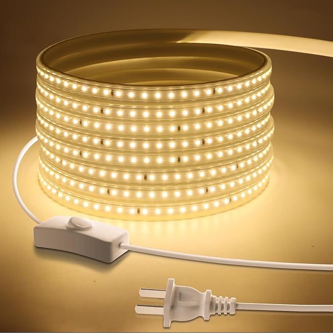 Outdoor LED Strip Lights,120LEDs/m Waterproof 32.8ft LED Light Strip Warm White Flexible LED Rope Lights for Garden Patio Cabinet,Bedroom,Commercial Lighting(32.8FT, Warm White)