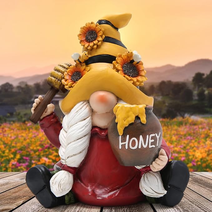 Hodao Bumble Bee Spring Gnome Decorations Honey Bee Gnomes Ornaments World Bee Day Decorations Gifts Summer Gnomes Figurines Honey Bee for Garden Decor Bee Birthday Gifts for Mom, Grandma, Women