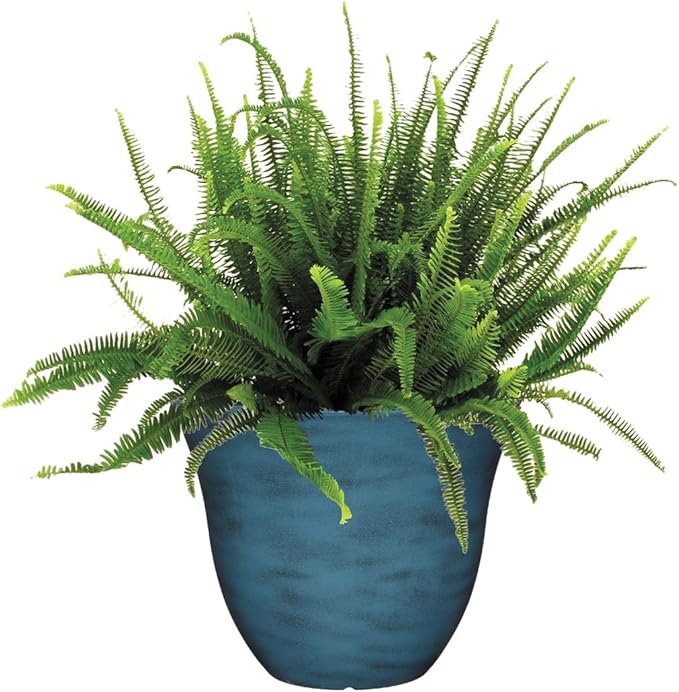 Classic Home and Garden Honeysuckle Resin Flower Pot Planter, Blue Jean, 15"
