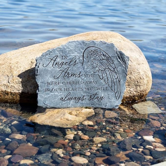 Carson Decorative in Angels' Arms Memorial Garden Stone for Loss of Loved One - Sympathy Gift for Funeral - Remembrance Stepping Stone for Indoor Outdoor Home Decor