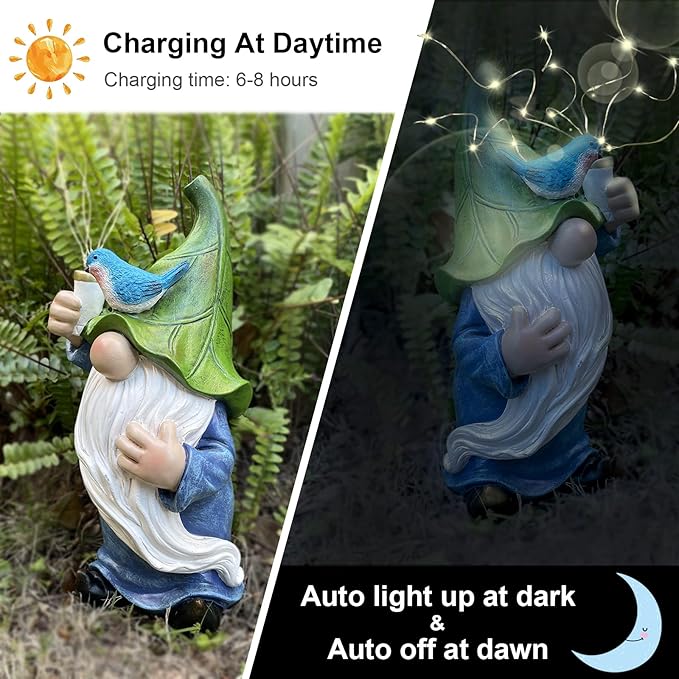 Garden Gnomes with Firework Solar Light Garden Decor for Outside, Outdoor Statues,Knomes Decor Outdoor for Yard Patio Lawn,Gnomes Gifts Decorations, Naughty Funny Gnomes (Firework Gnome)