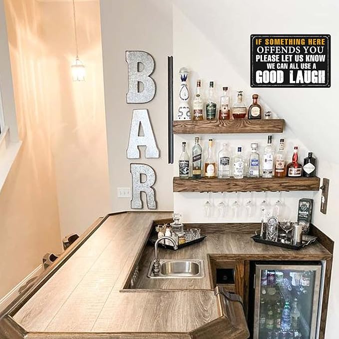 Funny Bar Sign Vintage Metal Tin Signs Man Cave Decor Bar Signs For Home Bar Garage Accessories For Men If Something Here Offends You Please Let Us Know We Can All Use A Good Laugh Sign Kitchen Signs