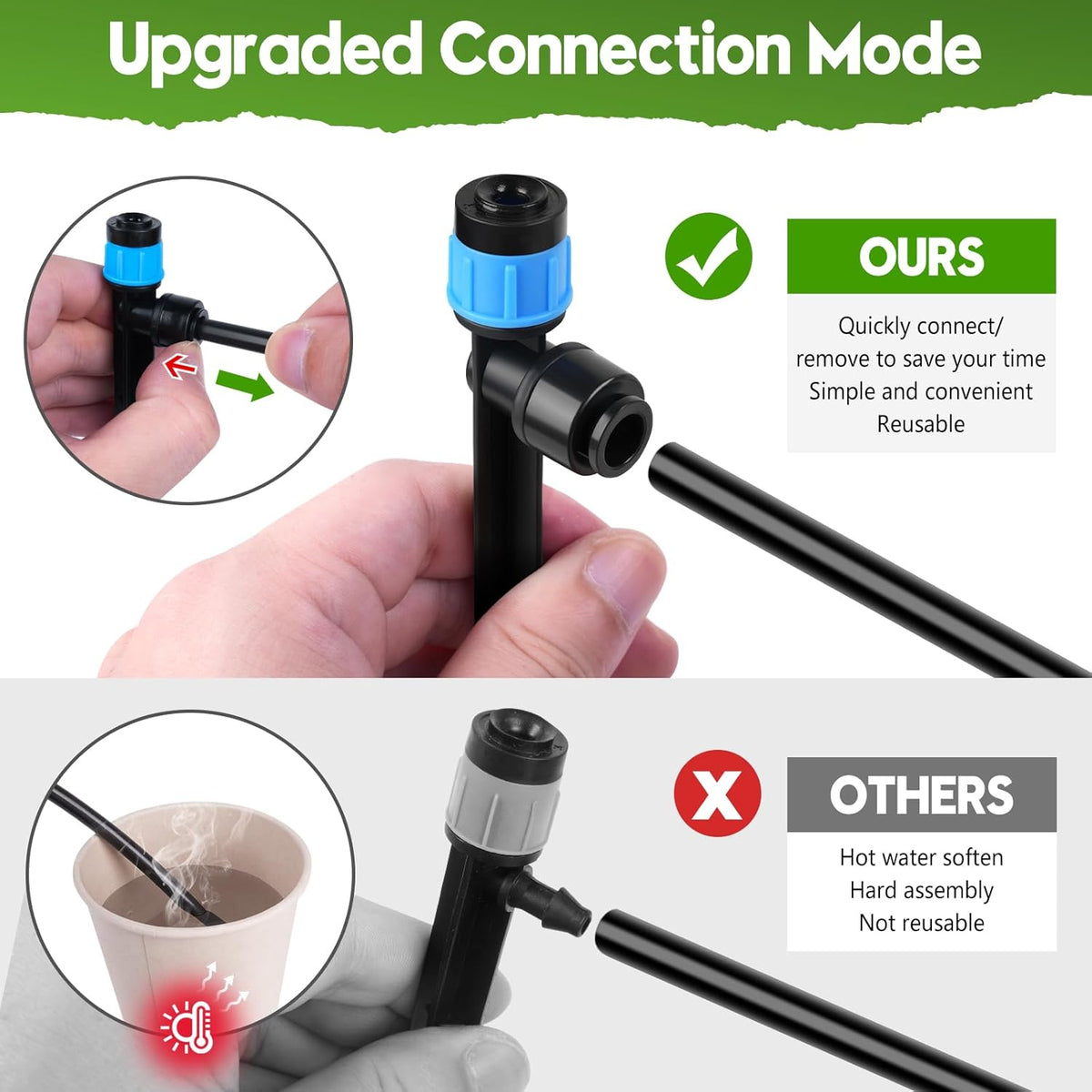 240FT Drip Irrigation System for Garden, 2025 Upgraded Quick-Connect Automatic Garden Watering System with 1/2" & 1/4" Tubing and Adjustable Nozzle Emitters for Greenhouse, Yard, Lawn, Raised Bed