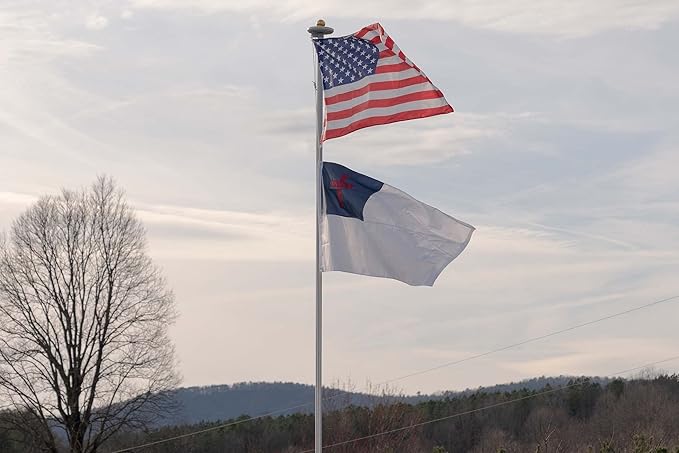 Christian Flag 4x6 Outdoor in USA Embroidered,Heavy Duty Nylon,Sewn Stripes, Stronger Brass Grommets,Christianity Easter Day,Jesus Flags Flags Perfect for Outside