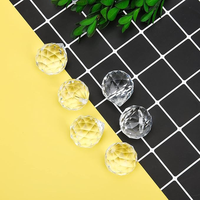 MerryNine 30mm/1.18" 15 Pack Crystal Ball Prism Sun Shine Catcher Rainbow Pendants Maker, Hanging Crystals Prisms for Windows, for Feng Shui, for Gift (Clear)