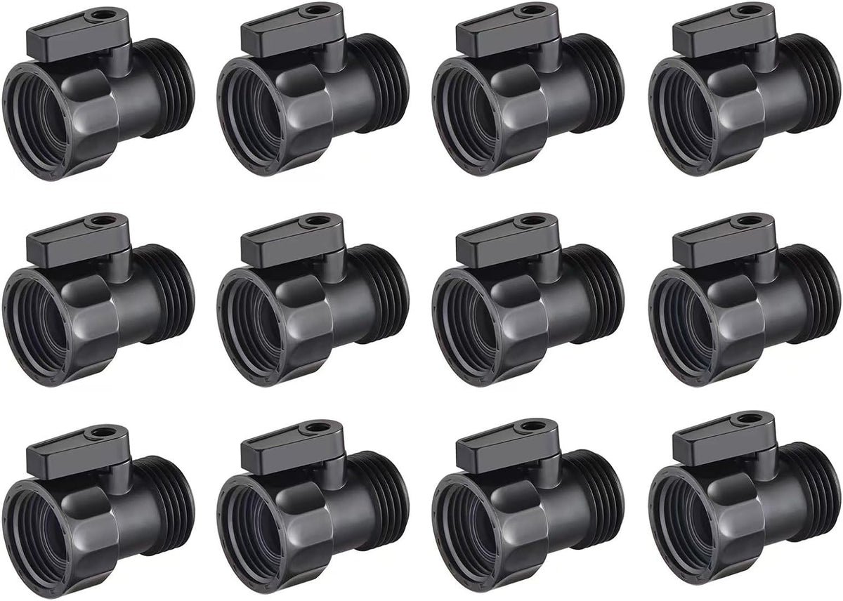 12 PCS 3/4'' Plastic Garden Hose Shut Off Valve,Water Shut-Off Ball Valve Thread Connector Coupling for Telescopic Water Pipe Water Gun Valve Control