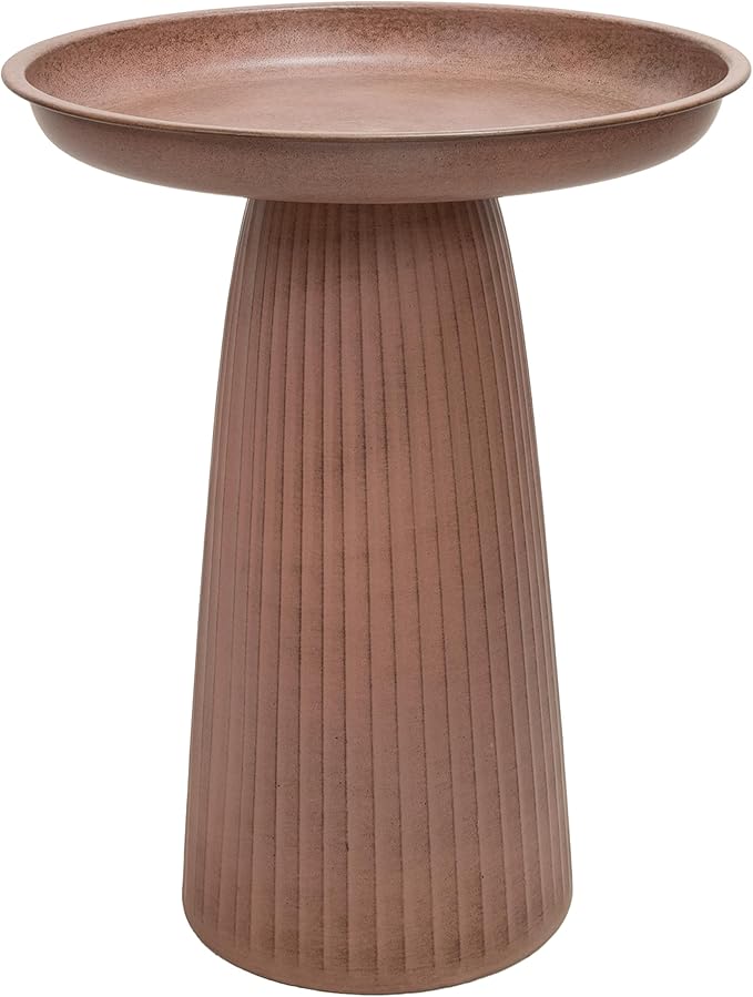 Sunnydaze Gleeful Garden Metal Bird Bath for Outdoors - Large Decorative Iron Birdbath - 23-Inch - Matte Canyon Clay