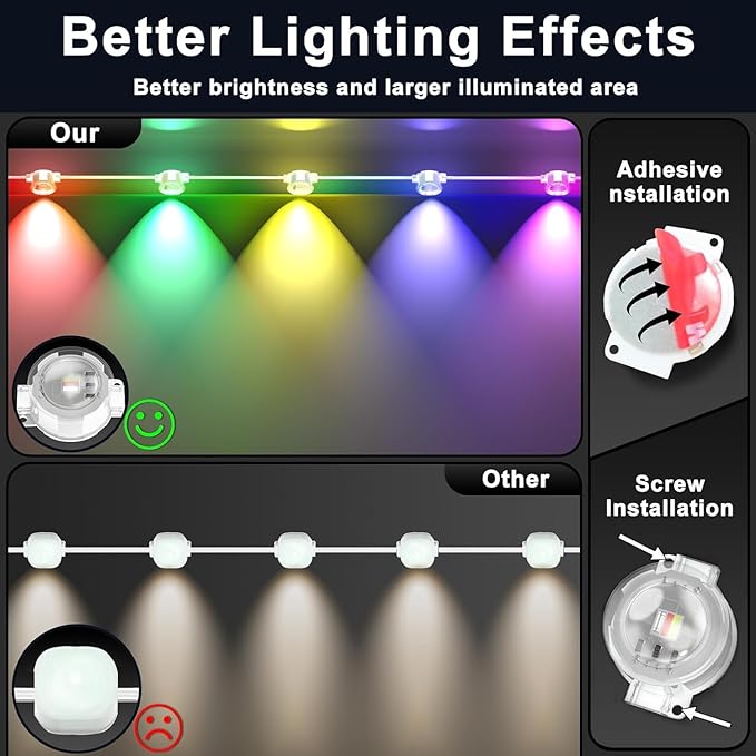 400FT Permanent Outdoor RGB Lights,IP67 Waterproof Smart LED Eaves Lights with App/Remote Control,for Christmas and All Holiday Decor,Daily and Accent Lighting,House Roof and Garden Lighting