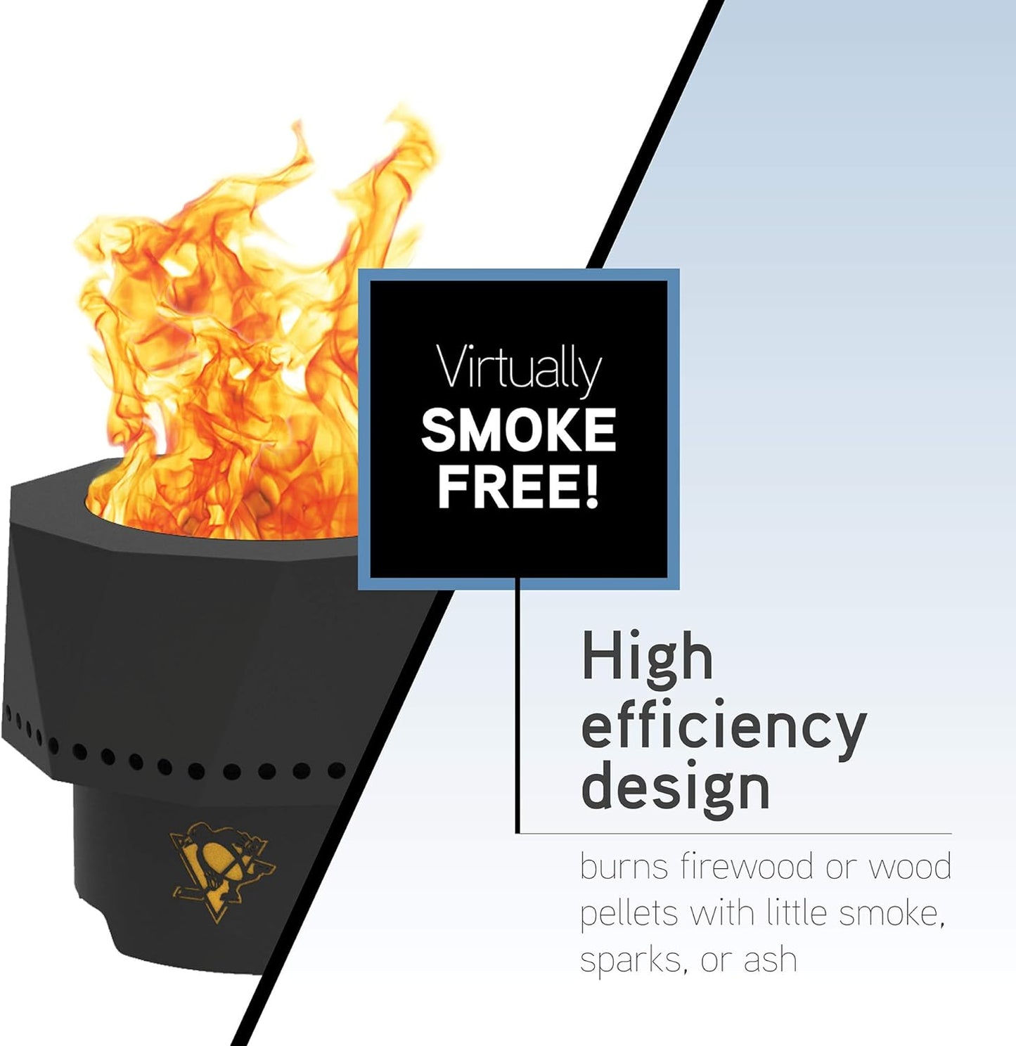 Blue Sky Outdoor Living NHL Florida Panthers Ridge Portable Steel Smokeless Fire Pit with Carrying Bag, Firewood and/or Wood Pellet Burning
