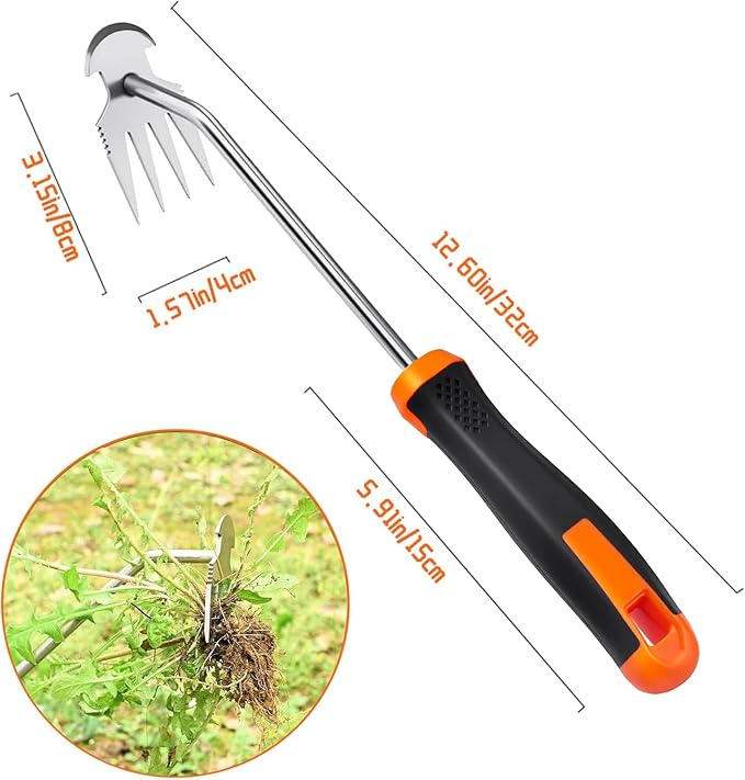 Weed Puller Tool, 2025 New Durable Garden Weed Pulling Tool, Portable Garden Weeder Tool for Vegetable Gardening Backyard Farm Planting & Weeding(Orange)