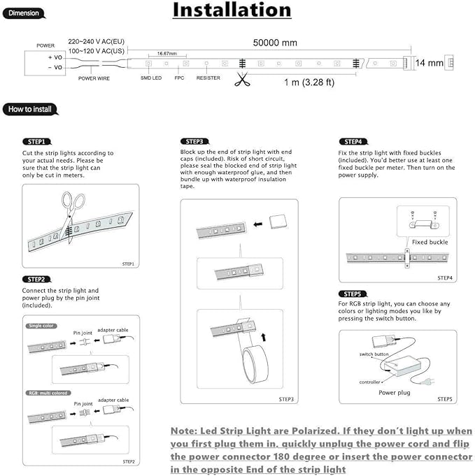 5050-60 Type AC 110-120V LED Strip Lights, Flexible/Waterproof/Dimmable/Multi-Modes LED Rope Light + 23 Keys Remote for Home/Garden/Building Decoration (131.2ft/40m, Natural White 4000K)