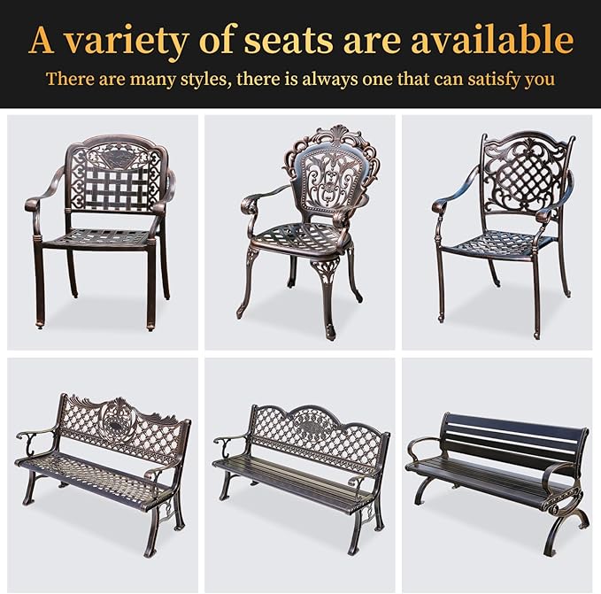Outdoor Dining Chair Cast Aluminum Patio Chairs Set of 2 All-Weather Patio Dining Chair with Adjustable Feet for Backyard Garden (Positive Lattice Landscape Chair)
