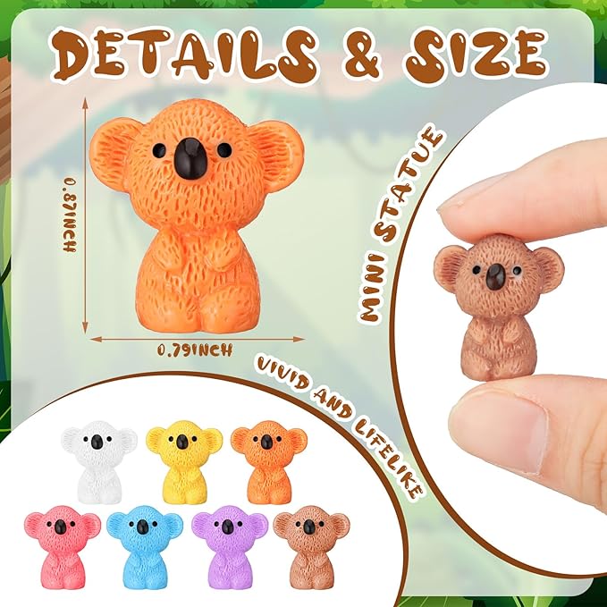 90 Pcs Resin Koala Miniatures Mini Animals Figures Cute Koala Figurine Fairy Decor Animal Ornament for Garden Landscape Home Accessories Craft Cake Decoration DIY