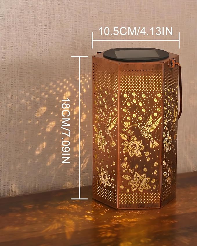 2 Pack Hummingbird Solar Lanterns Garden Decor - Birthday Gifts for Women Mom Grandma, Solar Lantern Outdoor Waterproof Hanging Solar Lights Outside for Yard, Patio, Lawn, Yard, Outdoor